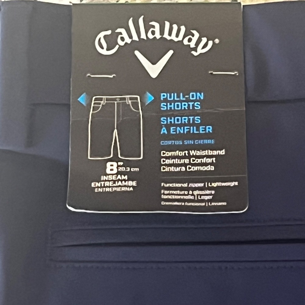 NWT Callaway Shorts Men L Peacock Pull On Zip Fly Stretch Waist Performance Golf - Picture 3 of 9